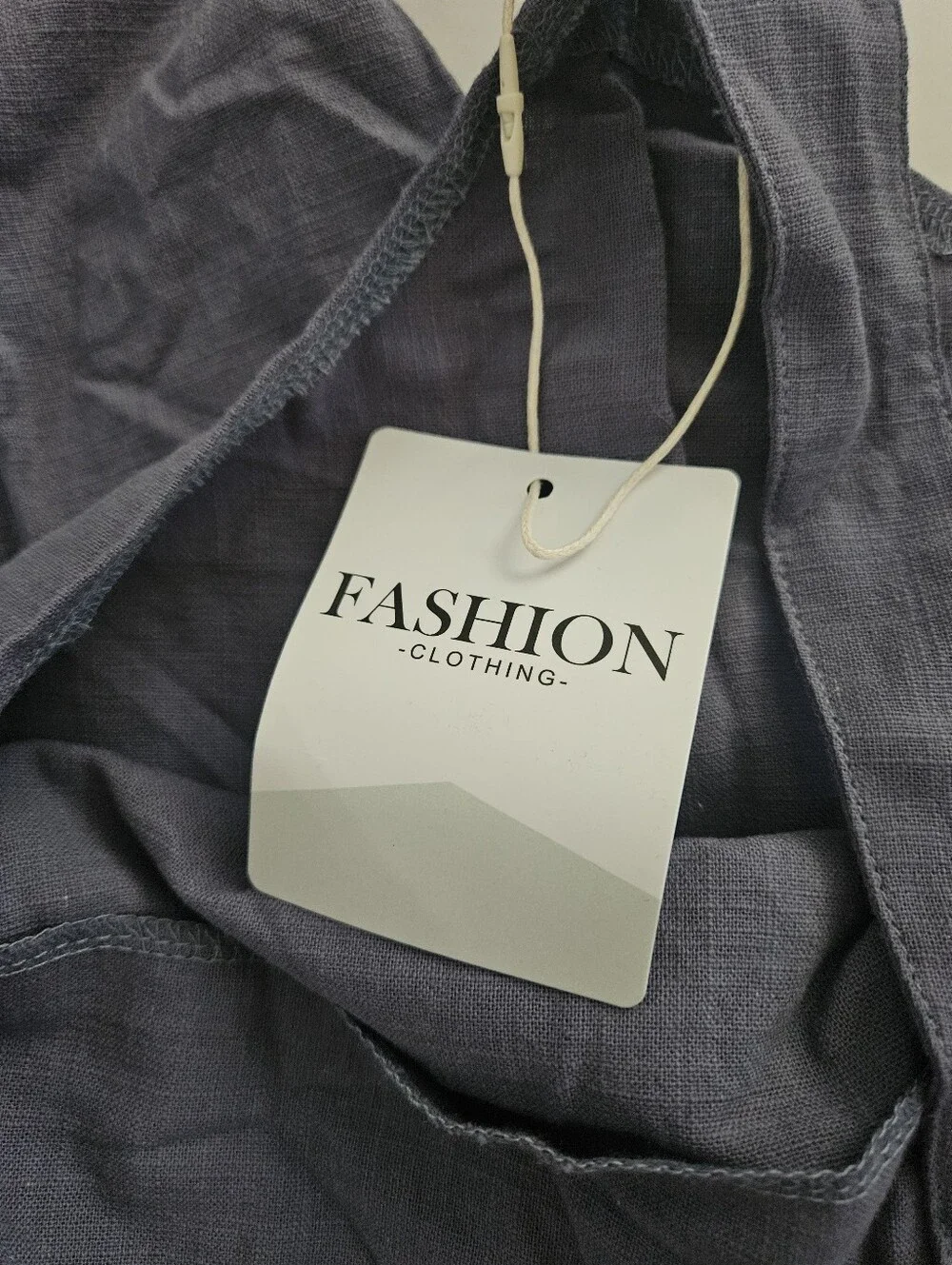 NWT Viral Amazon Free People Inspired Large Linen Overalls Jumpsuit Buttons Blue - Picture 8 of 9
